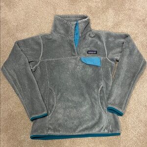 Patagonia Retool snap T, Gray/Teal Fleece Pullover, XS